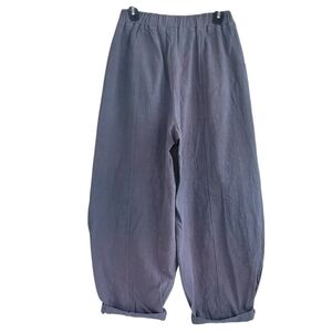 Linen Cotton Wide Leg Baloon High Waisted Oversized Pants Gray Womens Small